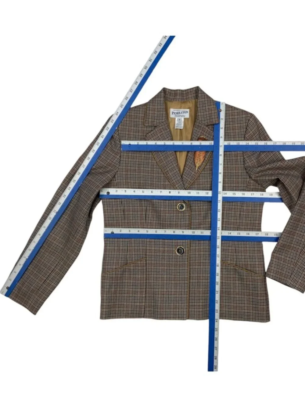 Pendleton Wool Plaid Blazer Jacket 6 Feather Pin Heritage - Picture 9 of 15